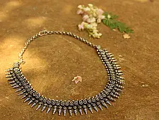 Dhara . धरा ✽ Antique Finish White Metal ✽ Necklace { 23 }